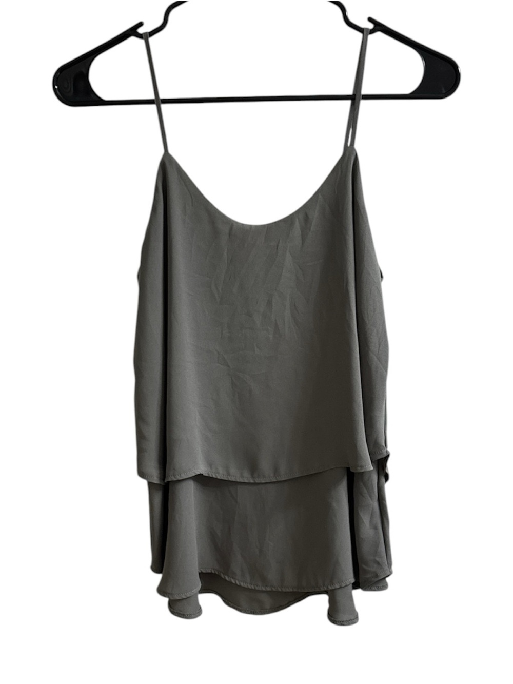 Alya Olive Double-Layer Spaghetti Strap Tank